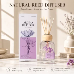 Custom Clear Glass Reed Diffuser with Dried Flowers for Home Fragrance Gift