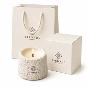 Custom Concrete Candle Vessel Scented Candle Jar Fragrance Holder with Design oriented Surface Finish