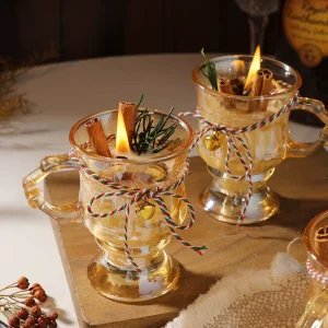 Custom Creative Handmade Luxury Coffee Glass Cup Scented Candle Home Decor Fragrance Gift Soy Wax Aromatherapy Candles in Jars