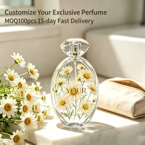 Custom Daisy Perfume Gender Neutral Long Lasting Floral Scent Private Label Fragrance White Flower Print Bottle OEM