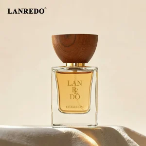 Custom Design Square Perfume Bottle 50ml 100ml 30ml Clear Crimp Empty Perfume Glass Bottles with Box and Wood Cap