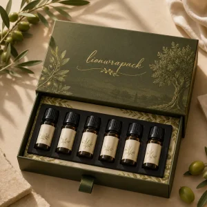 Custom Drawer Gift Box for Perfume Set Elegant Botanical Print Packaging Premium Rigid Paper Box
