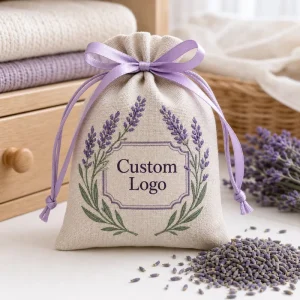 Custom Embroidered Dried Lavender Scented Sachet Bag with Modern Design Custom Packaging for Wardrobe Drawers Home Fragrance