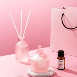 Custom Flameless Aromatherapy pink Gift Box High end Aromatherapy Stone and Reed Diffuser Gift Box Aromatherapy Set