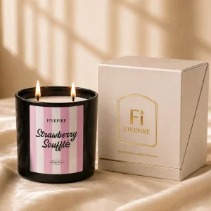 Custom Fragrance Aroma Private Label Soy Wax Candles Black Glass Jar 2 Wicks Scented Candle For Gift Set