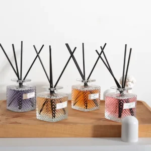 Custom Fresh Air Crystal Glass Bottle Fragrance Sets for Car Home Bathroom With Sticks Fragrance Oil