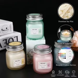 Custom Frosted Glass Jar Scented Candle OEM Private Label Natural Soy Wax Aroma Candle for Wedding Souvenir Home Decor