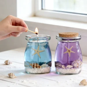 Custom Gift Box Ocean Themed Gel Scented Candle for Home Decoration Glass Jar Aromatherapy Candles