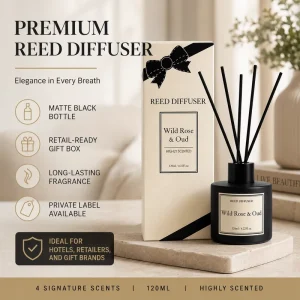 Custom Glass Reed Diffuser with Black Reeds for Home Fragrance Gift