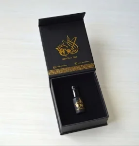 Custom Gold Hot Stamping Logo Matte Black Flip Top Magnetic Closure Perfume Essential Oil Bottle Gift Packaging Perfume Box