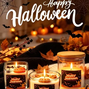 Custom Halloween Pumpkin Scented Candle in Glass Jar Decorative Soy Blend Candle for Retail Private Label