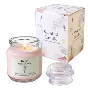 Custom Handmade 3-Color Flower Soy Wax Scented Candle, Floral Aromatherapy, Glass Jar, Gift Box
