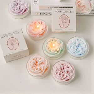 Custom Handmade Scented Candles Soy Paraffin Wax Rose Shaped Aroma Art Candle Scented Perfume Candles with Glass Jar