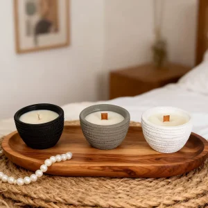 Custom Handmade Soy Wax Candles with Aromatherapy Cement Jar Candle Concrete Container Candles Jar with Scent