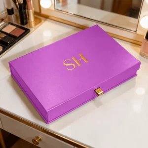Custom High-End Perfume Gift Set Tester Spray Scented Cards Elegant Purple Cosmetic Rigid Boxes