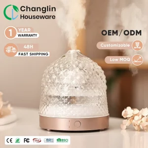 Custom Home Desktop Whole Glass Water Tank Fragrance Diffuser 200ml Room Quiet Ultrasonic Oil Diffuser for Luxury Scent Gift