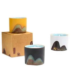 Custom KIMI SC4 Ceramic Jar Handmade Chinese Wind Style 50G Soy Wax Pillar Scented Candle Aromatherapy Non Toxic Holiday Bars
