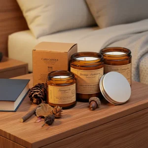 Custom Logo 100g Luxury Soy Wax Amber Glass Jar Scented Candles For Weddings Diwali And Valentine’s Day Gifts