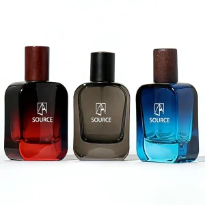 Custom Logo 30ml 50ml 100ml Luxury Thickened Glass Empty Oblate Rectangular Transparent Red Blue Brown Perfume Bottle Wooden Lid