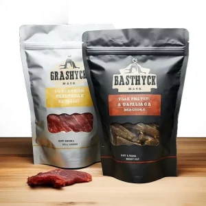 Custom Logo Aluminum Foil Stand up Pouch Dried Food Snack Biltong Beef Jerky Packaging Bags with Window