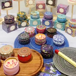 Custom Logo Beeswax Lid Fragrant Candle Bohemian Style Making Kit Candles Scented Luxury Pillar 48 Pcs Easter Bars
