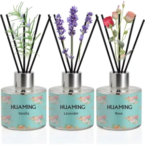 Custom Logo Clear Round Glass Reed Diffuser Silver Cap Real Dried Flower Multi Scent Custom Floral Sticker Home Fragrance Gift