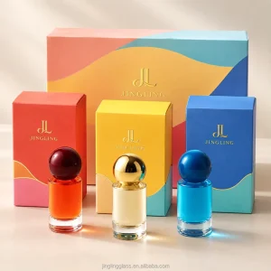 Custom Logo Colorful Glass Perfume Bottle Set with Luxury Gift Box Packaging