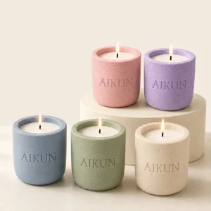 Custom Logo Cotton Wick Matte Texture Aromatherapy Gift Ceramic Scented Candle Set for Wedding Retail Bulk Supply OEM