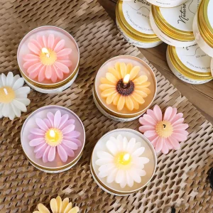 Custom Logo Flower Scented Candle 3D Sunflower Decorative Candles with Lid for Aesthetic Desktop Decor Room Ornament Gift