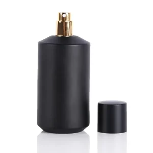 Custom Logo Frosted Black Glass 100ml Spray Fragrance Perfume Bottle with Screen Printing and Pump Sprayer Black Lids