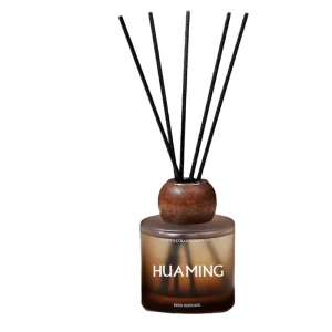 Custom Logo Gradient Brown Matte Round Glass Reed Diffuser Plant Extract Fragrance Minimalist Retro Home Decor Scent