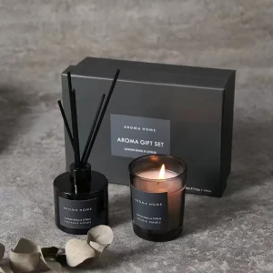 Custom Logo Home Fragrance Scented Candle Gift Set Luxury Reed Diffuser Packaging Reed Diffuser and Candle Gift Box Set