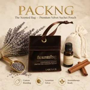 Custom Logo Luxury Velvet Sachet Pouch Aromatherapy Gift Bag With Ribbon Tie Essential Oil Storage Jewelry OEM