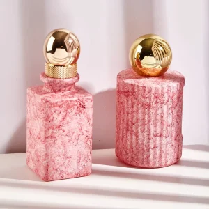 Custom Logo Premium Luxury Pink Marble Glass Perfume Bottle Empty Perfume Spray Container