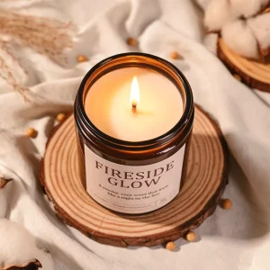 Custom Logo Scented Soy Wax Candle with Lid Amber Glass Jar for Home Decor & Gifts