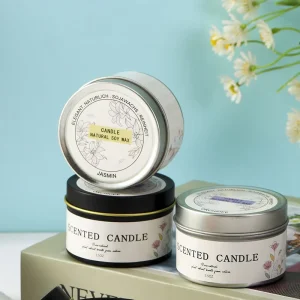 Custom Logo Soy Scented Candle With Smokeless Fragrance Luxury Creative DIY Tin Aromatic Candles for Home Decoration Items