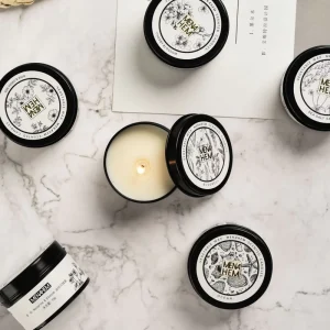 Custom Logo Soy Scented Candle With Smokeless Fragrance Luxury Creative DIY Tin Aromatic Candles for Home Decoration Items