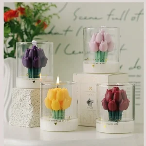 Custom Logo Tulip Shape Handmade Aromatherapy Natural Soy Wax Birthday Home Decor Fragrance Gift