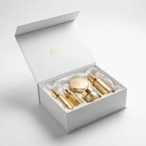 Custom Logo White Magnetic Eco Friendly Recyclable Cosmetic Gift Box Set OEM Skincare Perfume Packaging Face Cream Sponge