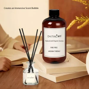 Custom Luxury 500ml Glass Bottle Reed Diffuser with Sticks Eco-Friendly Alcohol Free Long-Lasting Scent Fragrance Packaging