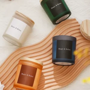Custom Luxury Candle Personalized Private Label Jar Soy Wax Scented Candles Matte Glass Black OEM Aromatherapy 50 Hours Pillar