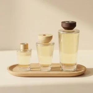 Custom Luxury Diffuser Glass Bottle with Lids 100ml 200ml 500ml 1000ml Round Empty Reed Diffuser Flat Shape