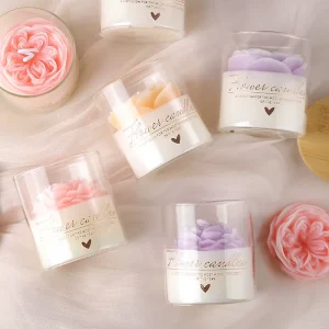 Custom Luxury Flower Shaped Glass Cup Private Label Soy Scented Candles Wedding Novelty Creative Home Decoration Aroma Candles