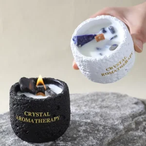 Custom Luxury Handmade Crater Texture Cement Jar Floral Plant Scented Candles Crackling Wood Wick for Holiday Diwali Ramadan