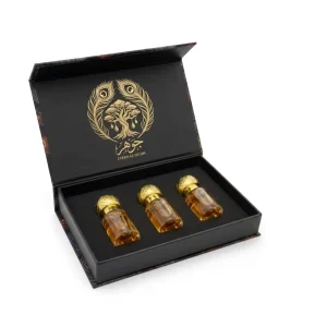 Custom Luxury Paper Oud Attar Oil Roller Bottles Set Attar Black Magnetic Perfume Box