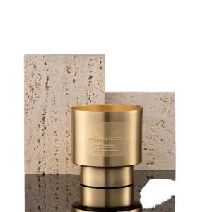 Custom Luxury Wedding Gift Private Label Scented Candles Wood Wick Gold Metal Candle Jars Soy Wax Candle Pillar