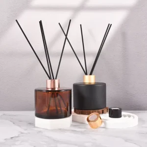 Custom Matte Black Amber Empty Recyclable Glass Reed Diffuser Bottle 200ml for Fragrance Essence Oil