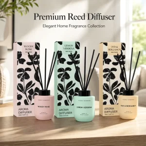 Custom Matte Glass Reed Diffuser with Fiber Reeds for Retail Home Fragrance Brands