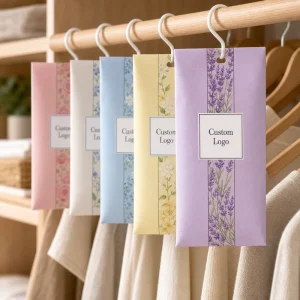 Custom Minimalist Hanging Paper Sachet Bag with Lavender Scent for Car and Wardrobe Fragrance