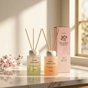 Custom Natural Stick Transparent Glass Bottle Reed Diffuser with Gift Box